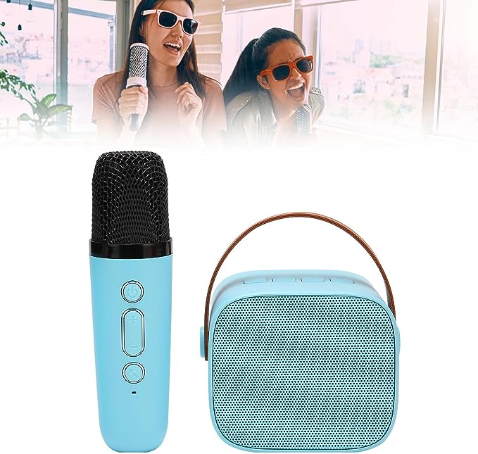 Set Karaoke Portatile Bluetooth | Mini Cassa Wireless con Cinghia e Microfono Senza Fili per Feste in Casa, Regalo per Bambini e Adulti