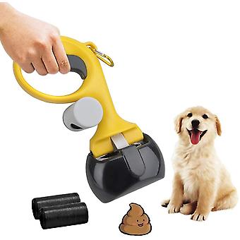 Paletta Raccogli Feci Cani Portatile con Dispenser Sacchetti - Pinza Raccoglitore Escrementi per Cani di Piccola, Media e Grande Taglia, Accessorio Igienico per Passeggiata e Viaggi con Moschettone