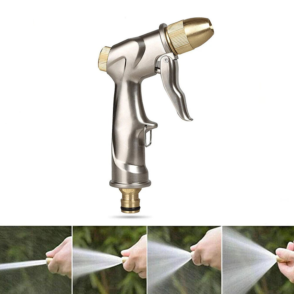 Pistola ad Acqua in Metallo Alta Pressione | Lancia da Giardino con Ugello in Ottone