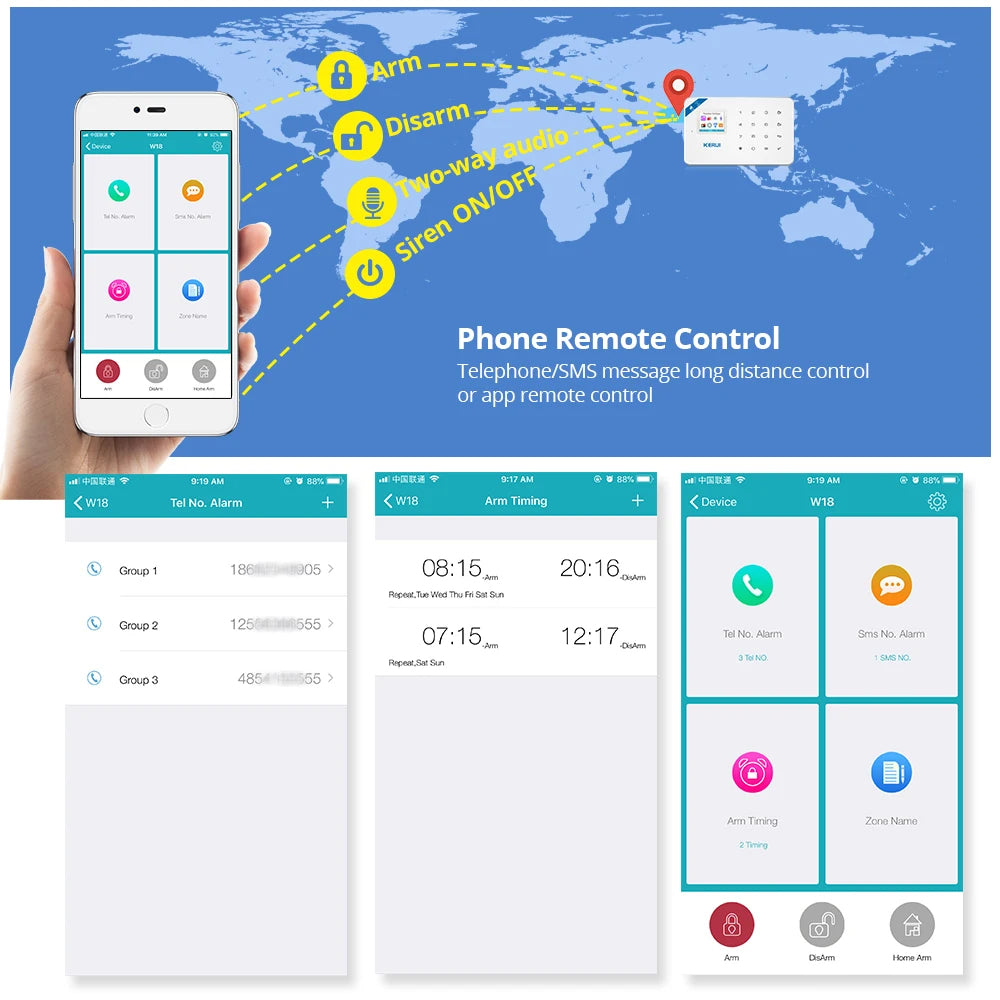 Centralina Allarme Casa Wireless KERUI Tuya: Antifurto Wi-Fi + GSM con Schermo LCD