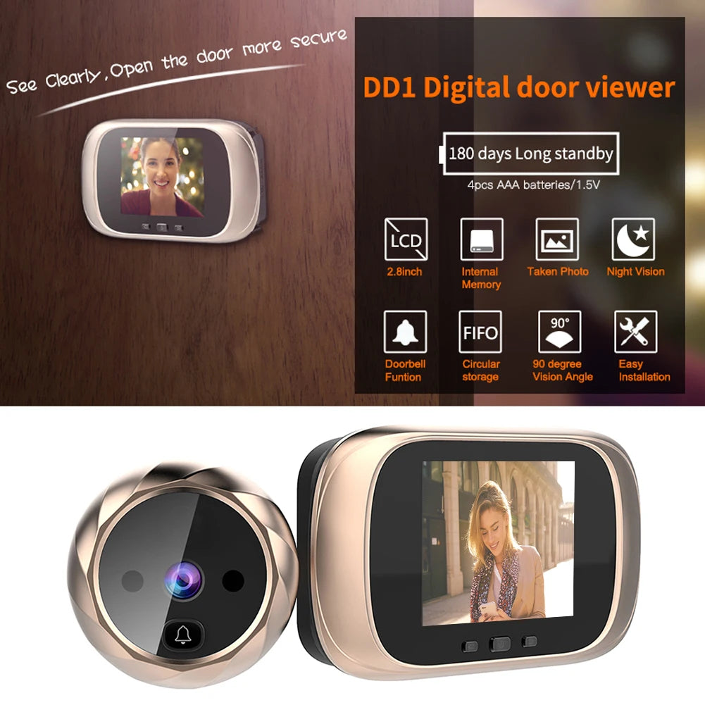 Spioncino Digitale Smart | Campanello Integrato | Display LCD Interno | Colore Oro