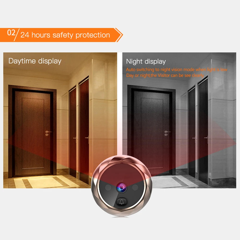 Spioncino Digitale Smart | Campanello Integrato | Display LCD Interno | Colore Oro