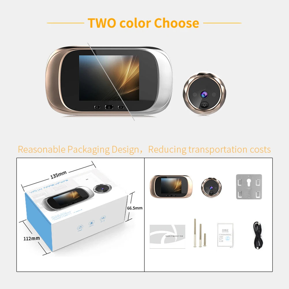 Spioncino Digitale Smart | Campanello Integrato | Display LCD Interno | Colore Oro