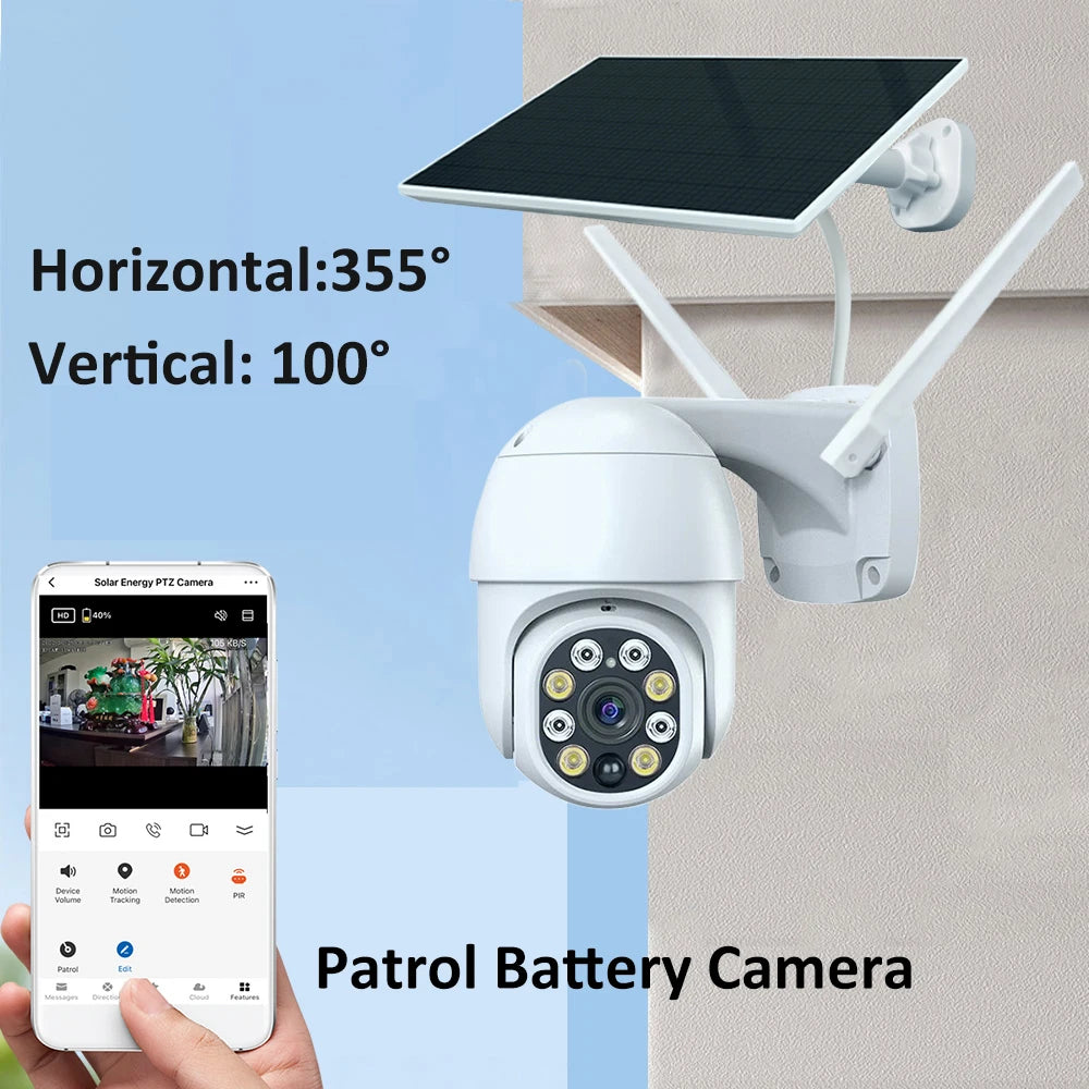Telecamera Wi-Fi Esterno con Pannello Solare: Telecamera PTZ 360° a Batteria con PIR