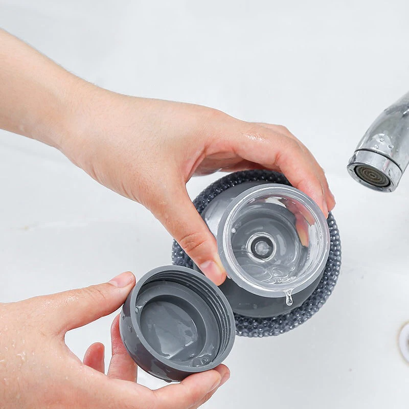 Spazzola Lavapiatti da Palmo con Dispenser Sapone | Spugna per Pentole e Piatti