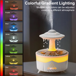 Umidificatore Effetto Pioggia UFO Raindrop | Diffusore di Aromi a Ultrasuoni con Luce LED d'Atmosfera, Rumore Bianco e Telecomando per Camera da Letto
