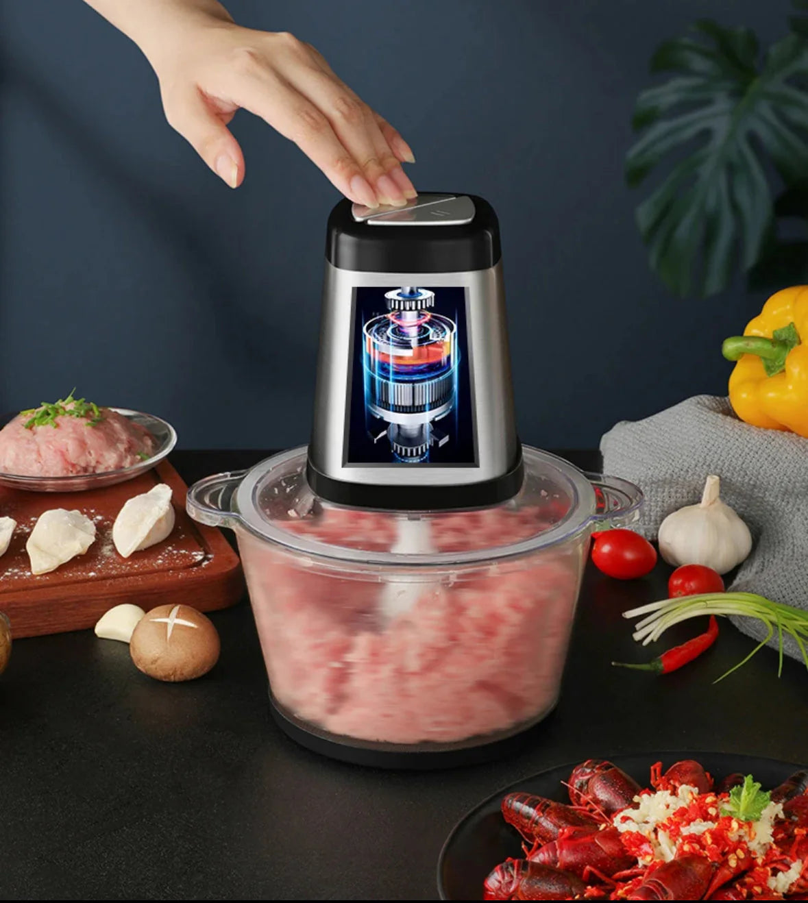 Tritatutto Elettrico in Acciaio Inox: Tritacarne e Mixer da Cucina con 4 Lame Multi-Livello