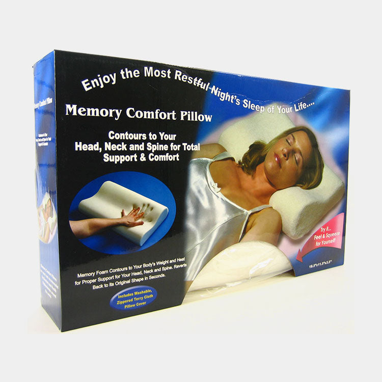 Cuscino Cervicale Memory Foam Memory Comfort Pillow | Guanciale Ortopedico a Doppia Onda per Sollievo Dolore Collo, con Fodera Lavabile con Zip