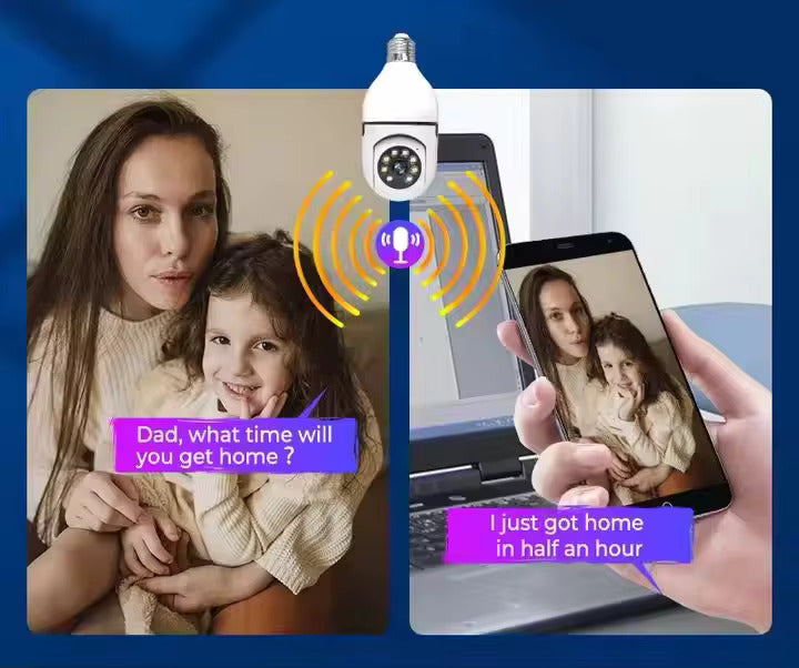 Telecamera Wi-Fi a Lampadina E27 5G: IP Camera Motorizzata 360° con LED Notturni