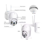 Telecamera di Sicurezza Esterna 360° senza Fili | Speed Dome Wi-Fi con Visione Notturna LED
