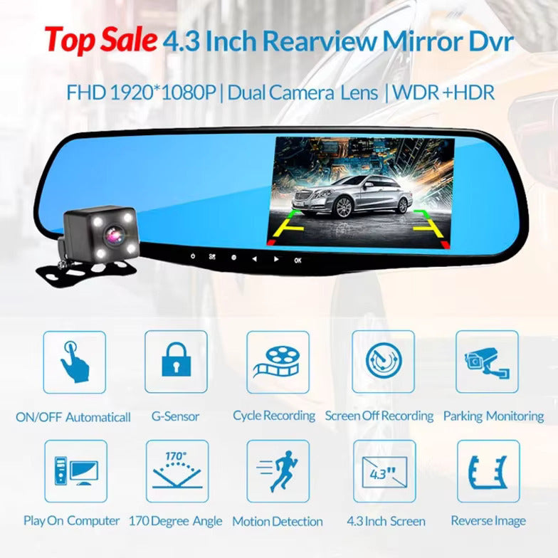 Specchietto Smart con Telecamera Integrata | Dash Cam Auto Invisibile con Display