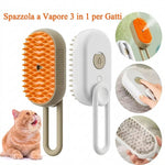 Spazzola a Vapore per Cani e Gatti 3 in 1 - Cardatore Elettrico con Serbatoio Acqua e Manico Girevole, Spazzola Massaggio in Silicone per Rimozione Peli Morti e Scioglinodi, Ricaricabile USB