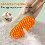 Spazzola a Vapore per Cani e Gatti 3 in 1 - Cardatore Elettrico con Serbatoio Acqua e Manico Girevole, Spazzola Massaggio in Silicone per Rimozione Peli Morti e Scioglinodi, Ricaricabile USB
