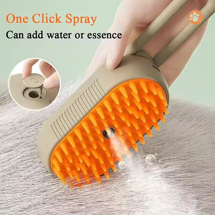 Spazzola a Vapore per Cani e Gatti 3 in 1 - Cardatore Elettrico con Serbatoio Acqua e Manico Girevole, Spazzola Massaggio in Silicone per Rimozione Peli Morti e Scioglinodi, Ricaricabile USB