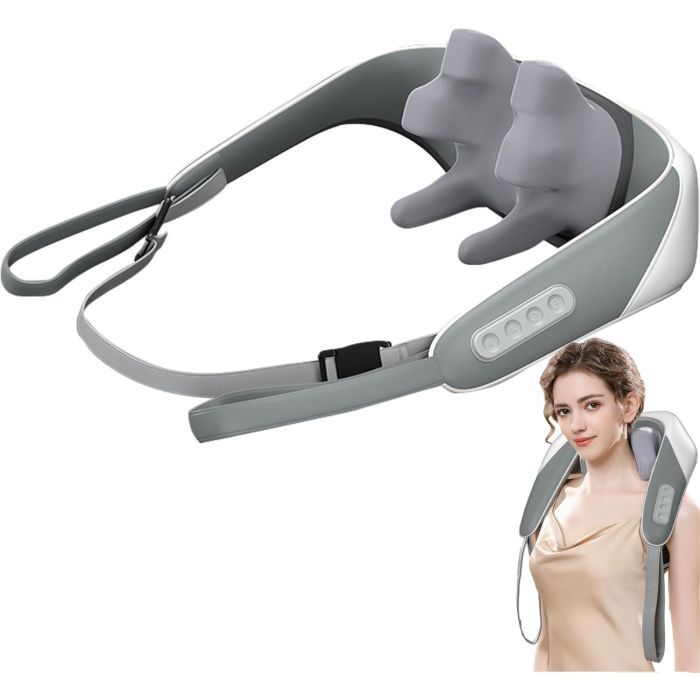 Massaggiatore Collo e Trapezi a Mani Libere | Dispositivo per Cervicale Ricaricabile USB
