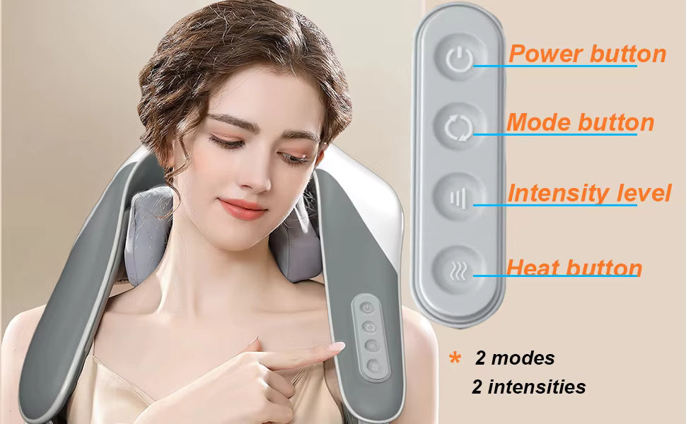 Massaggiatore Collo e Trapezi a Mani Libere | Dispositivo per Cervicale Ricaricabile USB