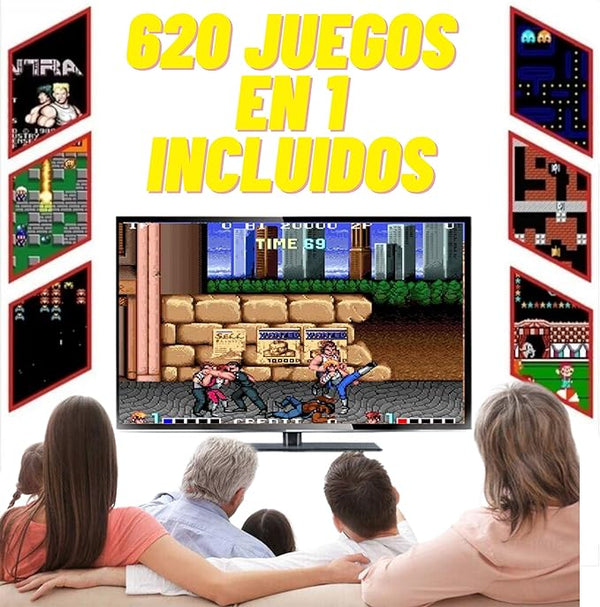 Retro Console Classica Mini | 620 Giochi Vintage 8-Bit e 2 Controller