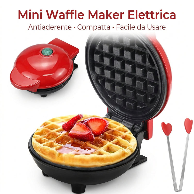 Macchina per Mini Waffle Elettrica Antiaderente | Ideale per Colazione e Snack
