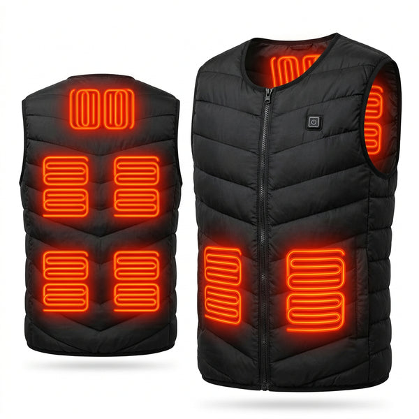 Gilet Riscaldato Elettrico USB: Smanicato Termico Impermeabile a 4 Zone di Calore