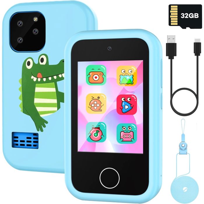 Telefono Cellulare Giocattolo per Bambini con Cover Coccodrillo | Musica e Giochi USB
