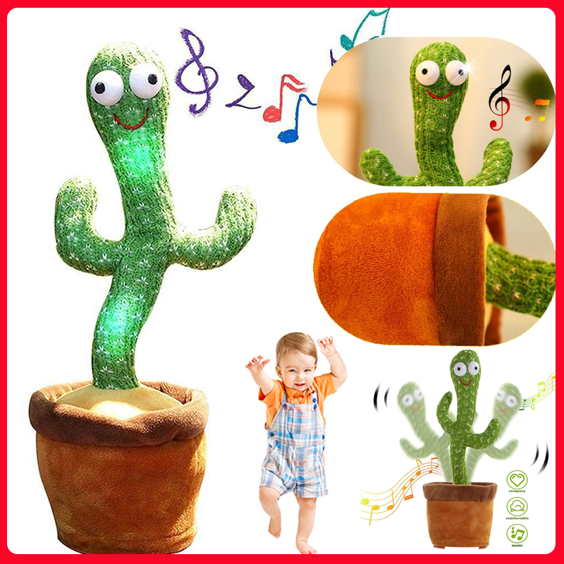 Cactus Ballerino Parlante e Interattivo | Peluche che Ripete la Voce con LED