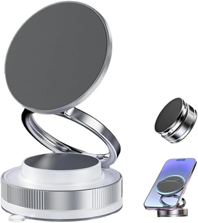 Supporto Magnetico per Auto e Superfici con Ventosa ad Assorbimento a Vuoto e Rotazione 360°