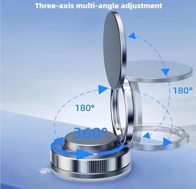 Supporto Magnetico per Auto e Superfici con Ventosa ad Assorbimento a Vuoto e Rotazione 360°