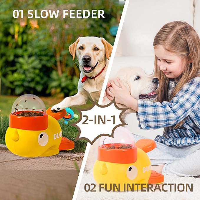 Gioco Dispenser di Croccantini per Cani 2-in-1 | Ciotola Slow Feeder Papera