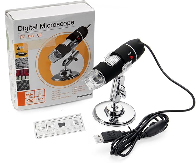 Microscopio Digitale USB Portatile: Endoscopio d'Ingrandimento con Supporto Metallico e LED