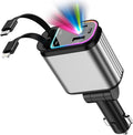 Caricatore Auto Accendisigari con 2 Cavi Avvolgibili e Luci RGB | Caricabatterie Rapido Universale 4 in 1 per Smartphone e Tablet