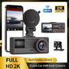 Dash Cam Auto 3 Telecamere 2K Quad HD, Telecamera per Auto Fronte, Retro e Abitacolo con WiFi, Dashcam con Visione Notturna, G-Sensor, Monitoraggio Parcheggio e Controllo App
