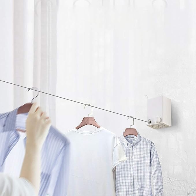 Filo per Bucato Retrattile Automatico | Stendibiancheria da Muro senza Buchi