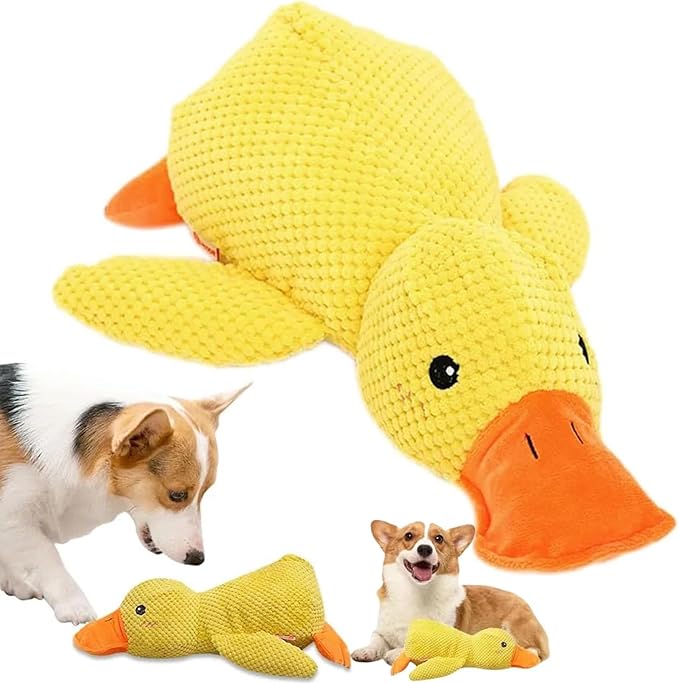 Gioco in Peluche Papera per Cani | Masticabile in Tessuto Morbido a Rilievo