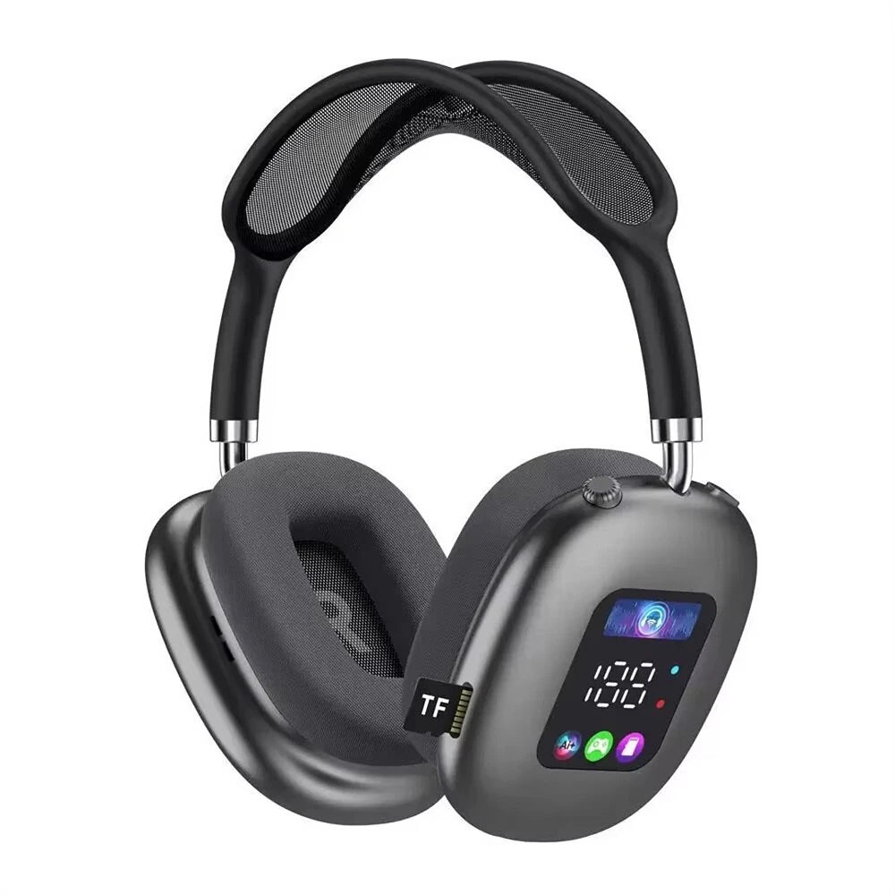 Cuffie Wireless Bluetooth con Display LED | Cuffie Over-Ear con Lettore MicroSD
