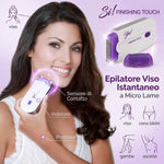 Epilatore Viso Donna Istantaneo a Micro Lame | Rasoio Elettrico Portatile Indolore per Baffetti, Zona Bikini, Gambe e Ascelle con Sensore di Contatto