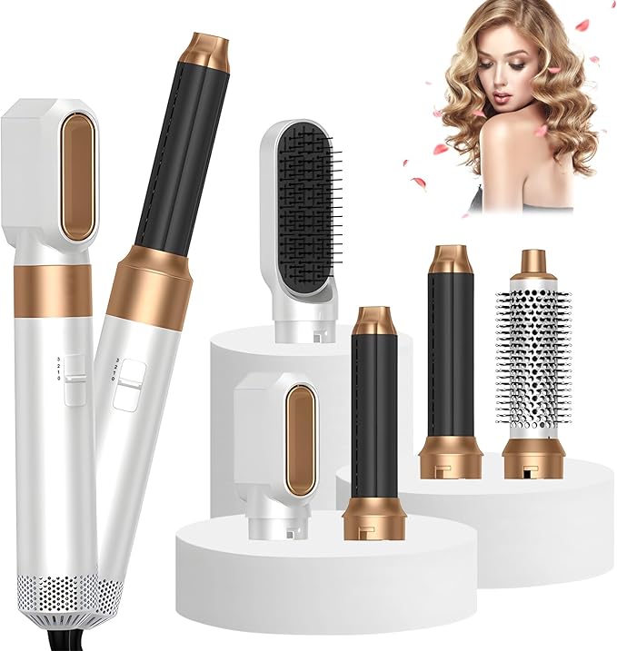 Spazzola Modellante per Capelli Intercambiabile | Phon e Spazzola Lisciante All-in-One | Oro