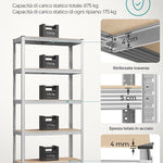 Scaffale in Acciaio Zincato 5 Ripiani Regolabili | Mobile Portaoggetti per Ripostiglio, Garage