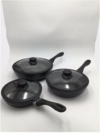 Set 11pz Padelle in Pietra Lavica Antiaderente Coperchio Mestoli Ad Induzione Gas