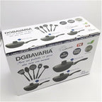 Set 11pz Padelle in Pietra Lavica Antiaderente Coperchio Mestoli Ad Induzione Gas