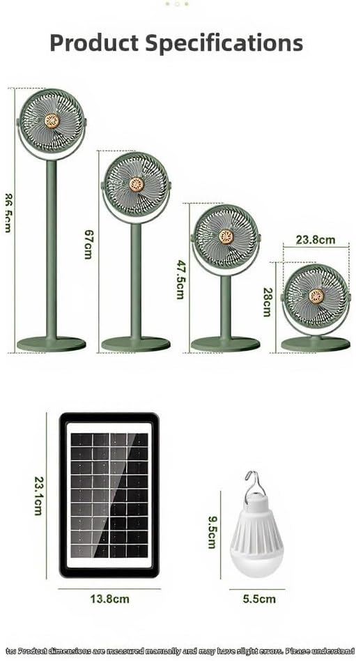 Ventilatore a Piantana e Tavolo ad Energia Solare | Kit Fotovoltaico Portatile 28-86cm