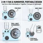Mini Ventilatore Portatile da Tavolo con Umidificatore USB, Ventilatore Silenzioso 20dB da Comodino e Scrivania, Mini Condizionatore d'Aria Portatile con Nebulizzatore, Grigio/Azzurro