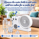 Mini Ventilatore Portatile da Tavolo con Umidificatore USB, Ventilatore Silenzioso 20dB da Comodino e Scrivania, Mini Condizionatore d'Aria Portatile con Nebulizzatore, Grigio/Azzurro