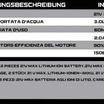 Idropulitrice a Batteria 21V Brushless XS-001 – Idropulitrice Portatile ad Alta Pressione con Batteria al Litio 2.0Ah, Pistola Lavaggio Auto Senza Fili e Pulizia Esterni