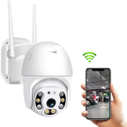 Telecamera di Sicurezza Esterna 360° senza Fili | Speed Dome Wi-Fi con Visione Notturna LED
