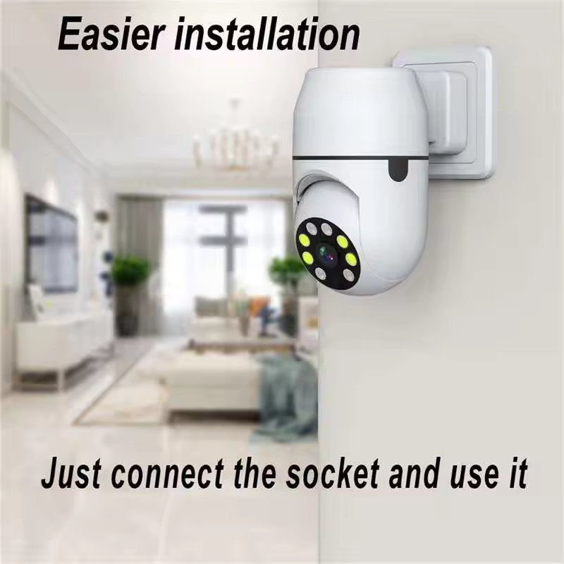 Telecamera Wi-Fi da Presa a Muro: IP Camera PTZ 360° senza Cavi con LED