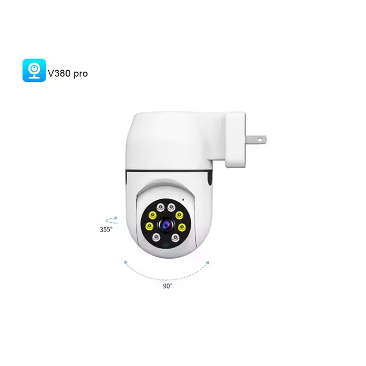 Telecamera Wi-Fi da Presa a Muro: IP Camera PTZ 360° senza Cavi con LED