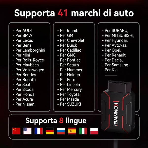 KONNWEI MAXOBD Bluetooth 5.0 – Dispositivo di Diagnostica Auto OBD2 Professionale con Test Batteria e Lettore Codici DTC