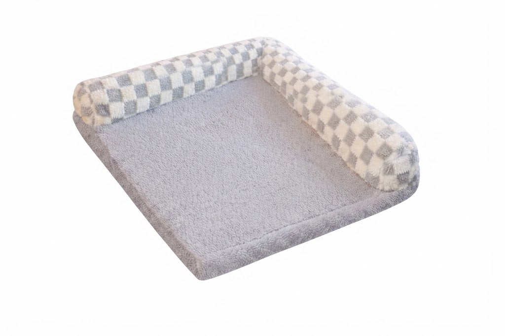 Letto per Gatti e Cani Piccoli con Supporto Cervicale | Tappetino Cuccia ad Angolo Morbido per Interni, Auto e Divani, Checkerboard