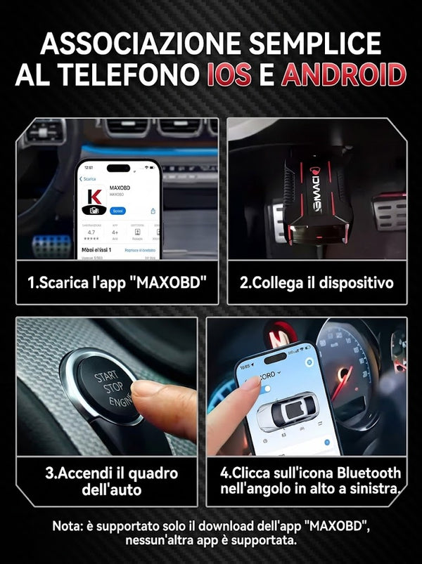 KONNWEI MAXOBD Bluetooth 5.0 – Dispositivo di Diagnostica Auto OBD2 Professionale con Test Batteria e Lettore Codici DTC