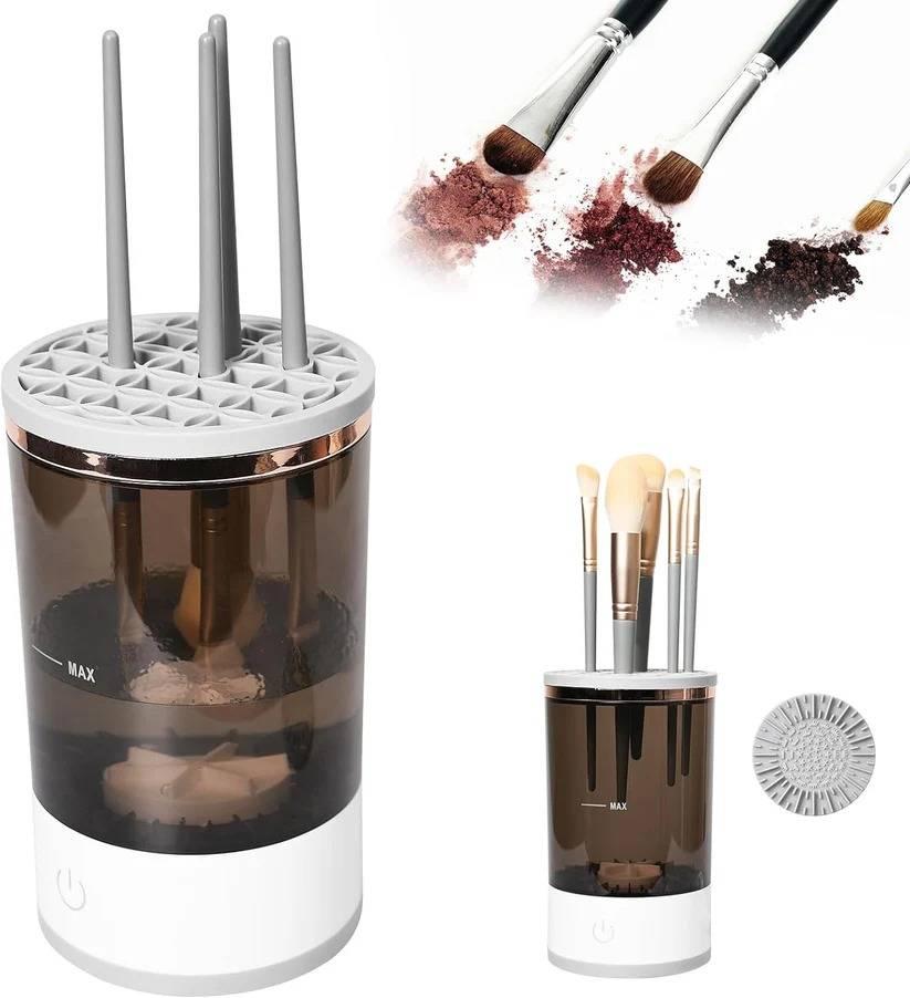 Pulitore Pennelli Trucco Elettrico Automatico: Lavapennelli Make-Up con Supporto Asciugatura